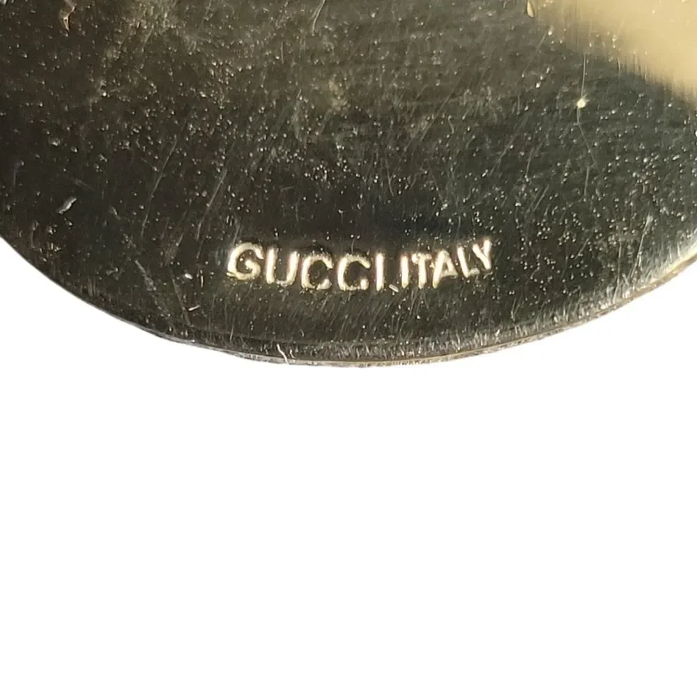 Vtg 80's Gucci Silver & Gold Medallion Green And Red Leather Keychain